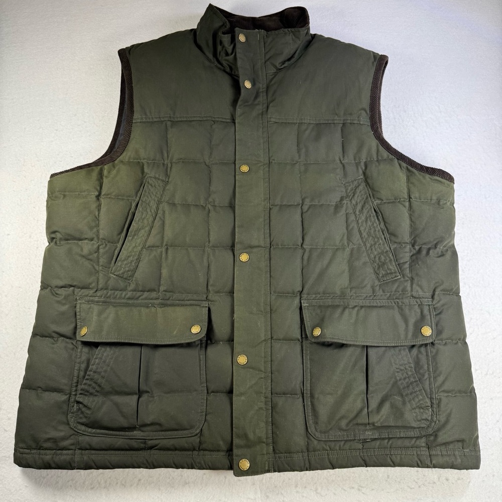 L.L.Bean Men’s XXL Upcountry Waxed Cotton Down Vest Loden Green